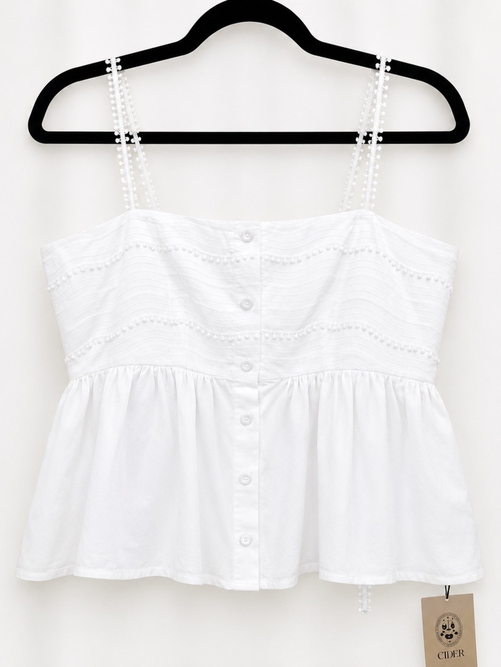 Cider White Eyelet Peplum Button-Front Cami